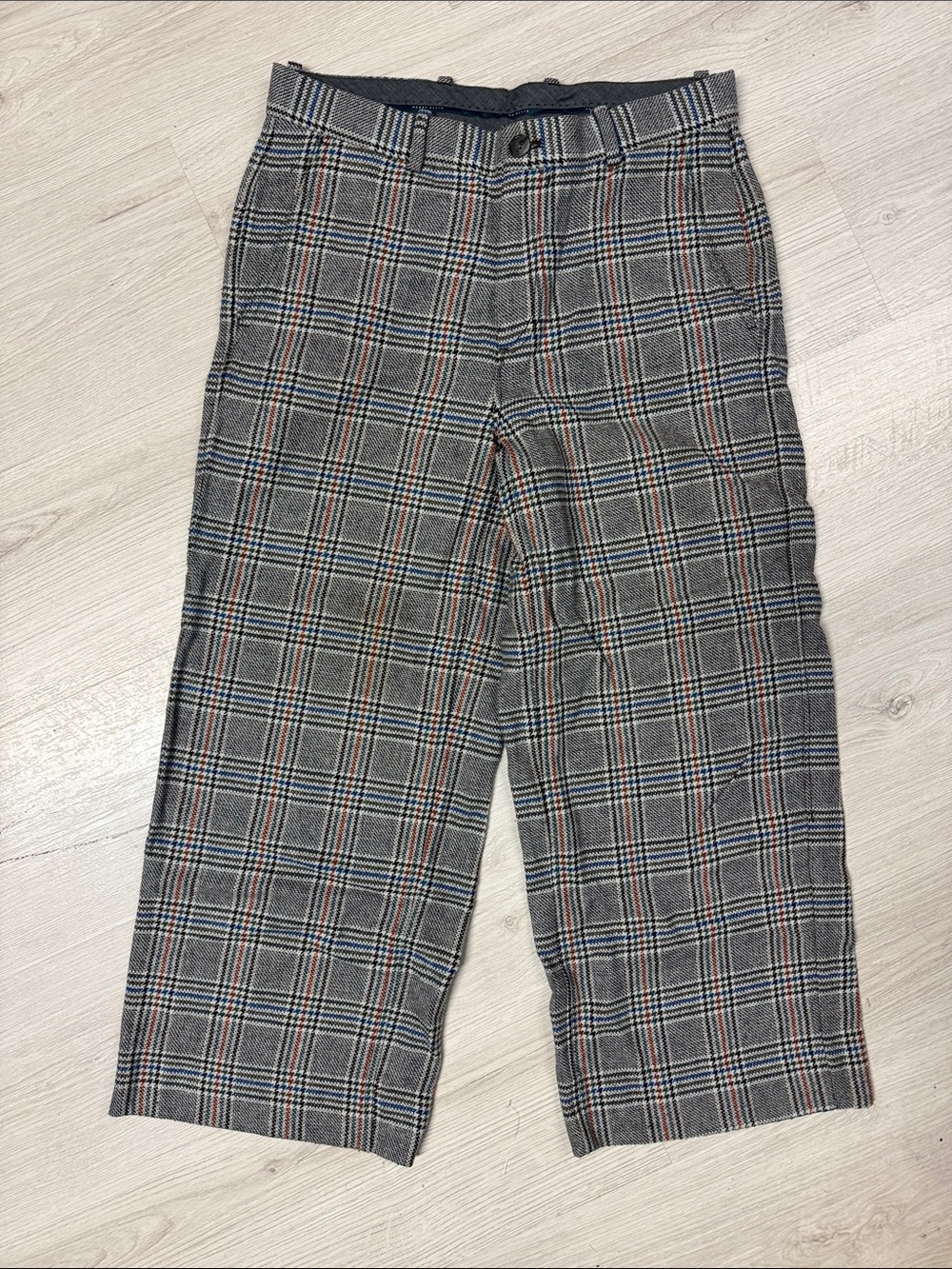 Perry Ellis Gray Glen Plaid Chinos with Red & Blue Windowpane